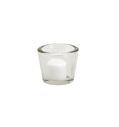 THEELICHT KLAARGLAS MET KAARS 6x8CM