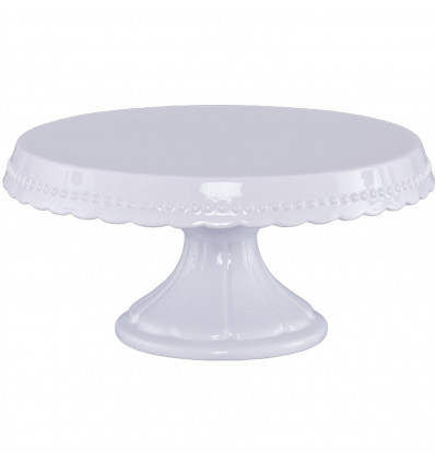 TAARTSCHOTEL OP VOET D23CM H12CM VINTAGE WIT GLOSSY