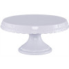 TAARTSCHOTEL OP VOET D23CM H12CM VINTAGE WIT GLOSSY