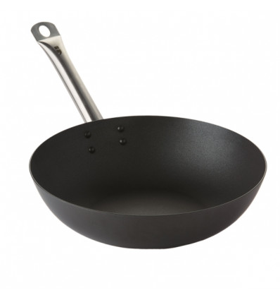 WOK 30CM CARBONSTAAL EXCALIBUR ANTIKLEEF