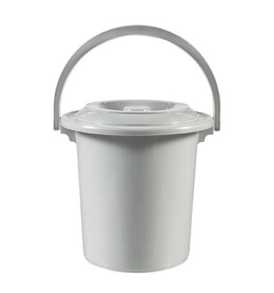 TOILETEMMER 10L GRIJS MET DEKSEL D31xH32 NACHTEMMER