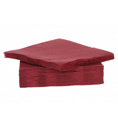 40 SERVETTEN 25x25cm BORDEAU PAPIER TEXTIEL-TOUCH