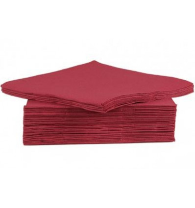 40 SERVETTEN 38x38cm BORDEAU PAPIER TEXTIEL-TOUCH