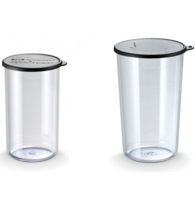 SET 2 BEKERS BAMIX MET ZWART DEKSEL 400ML + 600ML