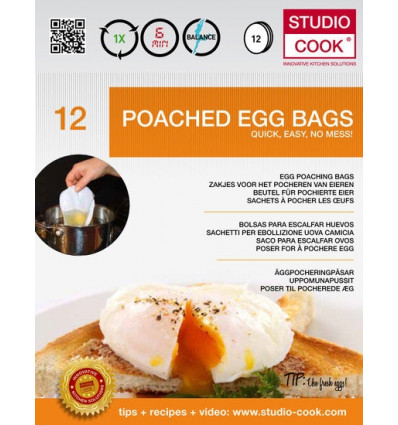 SET 12 POACHES EGGS BAGS GEPOCHEERD EI-ZAKJE