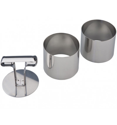 DRESSEERSET: 2 RINGEN 7cm + DUWER INOX