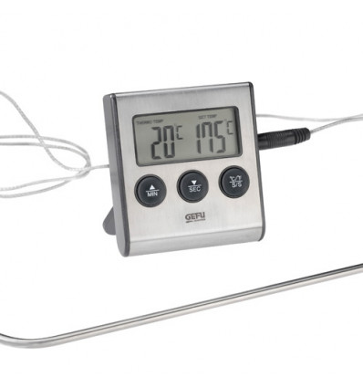 DIG. VLEES THERMOMETER MET TIMER 250GR TEMPERE GEFU VLEESTHERMOMET. SONDE ALARM