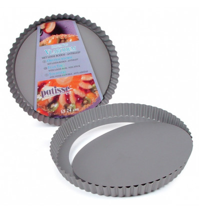 TAARTVORM 28CM GEKARTELD MET LOSSE BODEM SILVER-TOP PATISSE