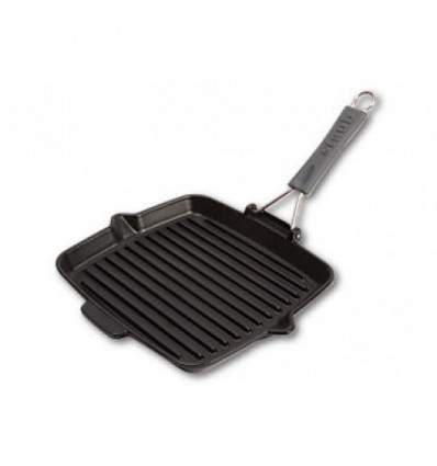 GRILLPAN 24x24CM ZWART + HANDVAT STAUB ideaal om te grillen