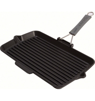 GRILLPAN 34x21CM ZWART + HANDVAT STAUB ideaal om te grillen