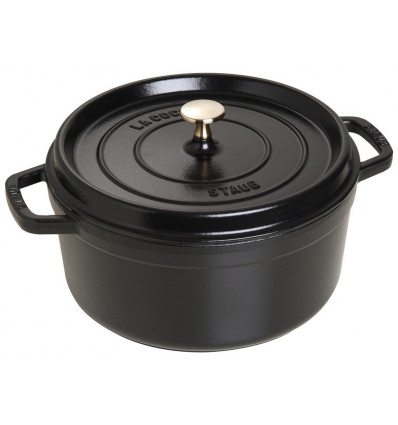 KOOKPOT LAAG ROND 26CM ZWART STAUB 3,8L COCOTTE