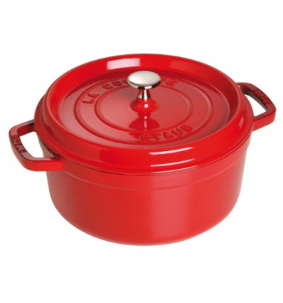 KOOKPOT ROND 24CM CHERRY ROOD STAUB 3.8L COCOTTE KERSROOD