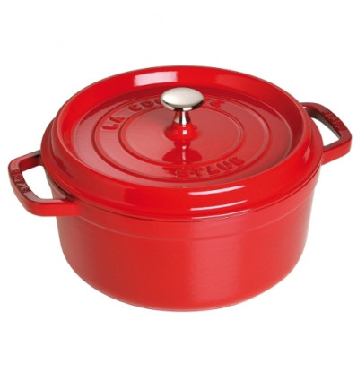 KOOKPOT ROND 28CM CHERRY ROOD STAUB 6.7L COCOTTE KERSROOD