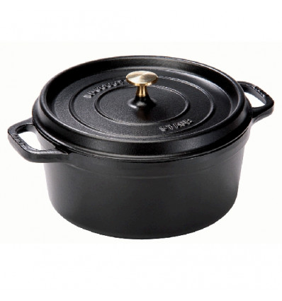 KOOKPOT ROND 22CM ZWART 2.6L STAUB ideaal om te stoven