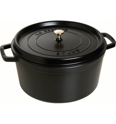 KOOKPOT ROND 34CM ZWART 12.6L STAUB ideaal om te stoven