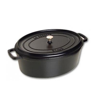 KOOKPOT OVAAL 31CM ZWART 5.5L STAUB ideaal om te stoven