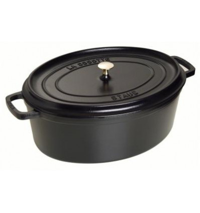 KOOKPOT OVAAL 37CM ZWART 8.0L STAUB ideaal om te stoven