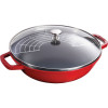 WOK 30CM ROOD MET GLAZEN DEKSEL