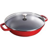 WOK 30CM ROOD MET GLAZEN DEKSEL