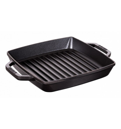 GRILLPAN 23x23CM ZWART MET 2 HANDGREPEN ideaal om te grillen