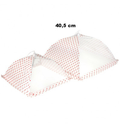 VOEDSELKAP 40,5cm INKLAPBAAR RODE DOTS met ventilatie