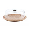KAASKLOK MET STOLP HOUTKLEUR D30.5xH10.5 BUFFET TAARTSCHAAL