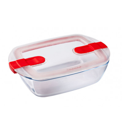 PYREX SCHAAL MET DEKSEL 1.1L RECHTHOEKIG 23x15x6cm COOK&HEAT BOROSILICAATGLAS