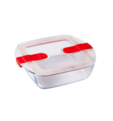 PYREX SCHAAL MET DEKSEL 1L VIERKANT 20x17x6cm COOK&HEAT BOROSILICAATGLAS