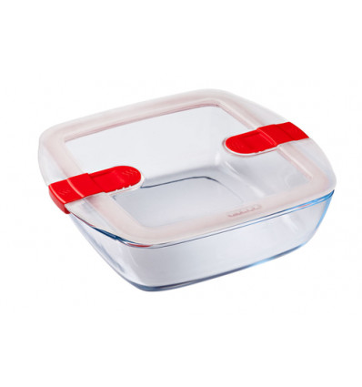 assistent wasserette Schijn PYREX SCHAAL MET DEKSEL 2.2L VIERKANT 25x22x8cm COOK&HEAT BOROSILICAATGLAS  - Willems