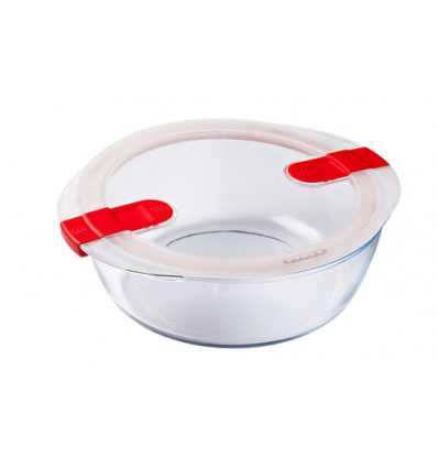 PYREX SCHAAL MET DEKSEL 2.3L ROND 26x23x8cm COOK&HEAT BOROSILICAATGLAS