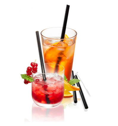 4 RIETJES ZWART GLAS 18CM EN BORSTELTJE GEFU FUTURE BOROSILICAATGLAS