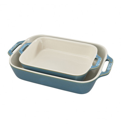 SET 2 OVENSCHOTELS 20x27+20x16cm TURKOIS TURQUOISE STAUB