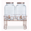 DRANKENDISPENSER DUBBEL 2x3L MET VOET sapdispenser met kraantje limonade jar
