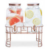 DRANKENDISPENSER DUBBEL 2x3L MET VOET sapdispenser met kraantje limonade jar
