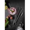 4 RIETJES INOX 18CM EN BORSTELTJE GEFU FUTURE STAINLESS STEEL STRAW