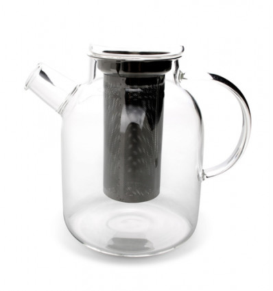 THEEPOT GLAS 1.5L MET INOX FILTER S&P PARIS MET GLAZEN DEKSEL