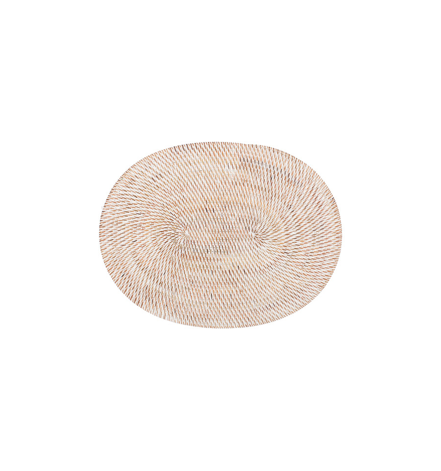 PLACEMAT RATTAN OVAAL WIT 30x40cm MESAPIU Willems