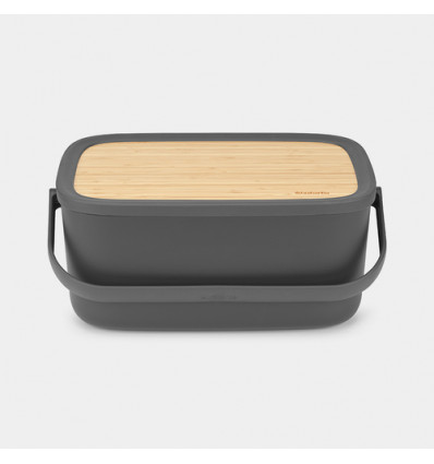 BROODTROMMEL NIC DARK GREY GRIJS MET HOUTEN DEKSEL