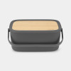 BROODTROMMEL NIC DARK GREY GRIJS MET HOUTEN DEKSEL