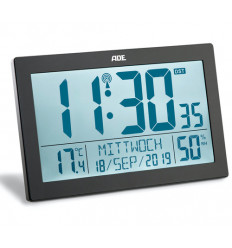 ADE digitale radiogestuurde woonkamer klok met temperatuurweergave | zeer grote cijfers | gemakkelijk af te lezen display | zwart ADE digitale radiogestuurde woonkamer klok met temperatuurweergave | zeer grote cijfers | gemakkelijk af te lezen display | zwart