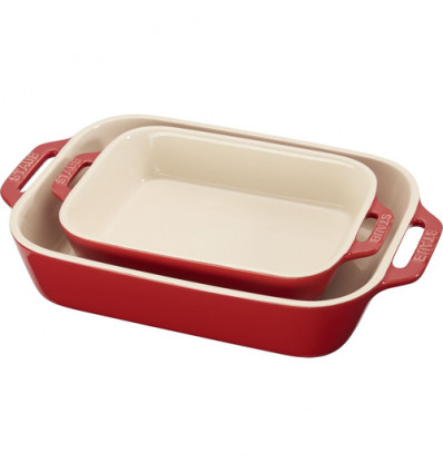 SET 2 OVENSCHOTELS ROOD STAUB CERAMIC (20x16cm + 27x20cm)