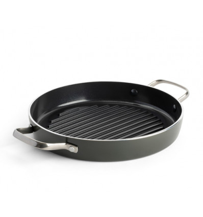 GRILLPAN 28CM MET 2 HANDVATEN DAGELIJKSE KOST GREENPAN JEROEN MEUS