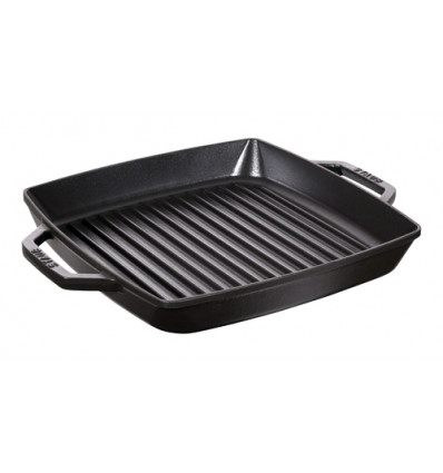 GRILLPAN 28x28CM ZWART MET 2 HANDGREPEN ideaal om te grillen