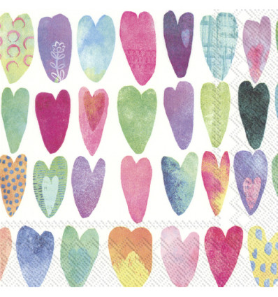 20 SERVETTEN 33x33cm RAINBOW HEARTS IHR