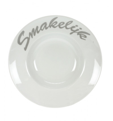 BORD WIT SMAKELIJK D17-27.5xH6cm