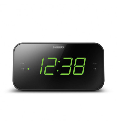 KLOKRADIO TAR3306 PHILIPS GROENE DISPLAY dubbel alarm, preselecties op radio