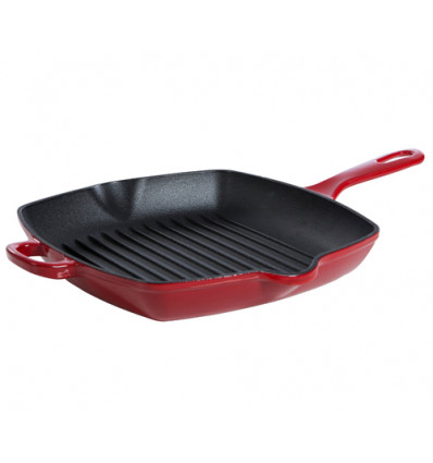 GRILLPAN VIERK 26CM GIETIJZER ROOD BK CHILI RED