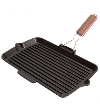 GRILL RECHTH 34x21CM ZWART FONTIGNAC GRILLPLAAT GIETIJZER MT INKLAPBARE GREEP