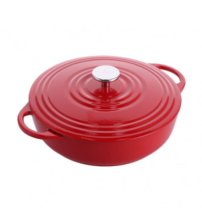 KOOKPOT LAAG 28CM GIETIJZER ROOD BK CHILI RED BOURGOGNE