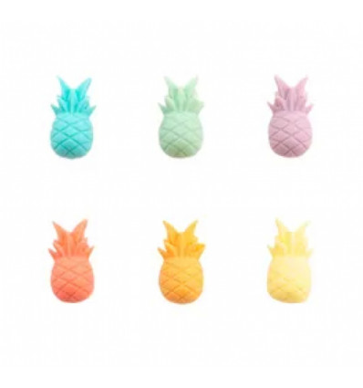 SET 6 GLASMARKEERDERS ANANAS SILICONE